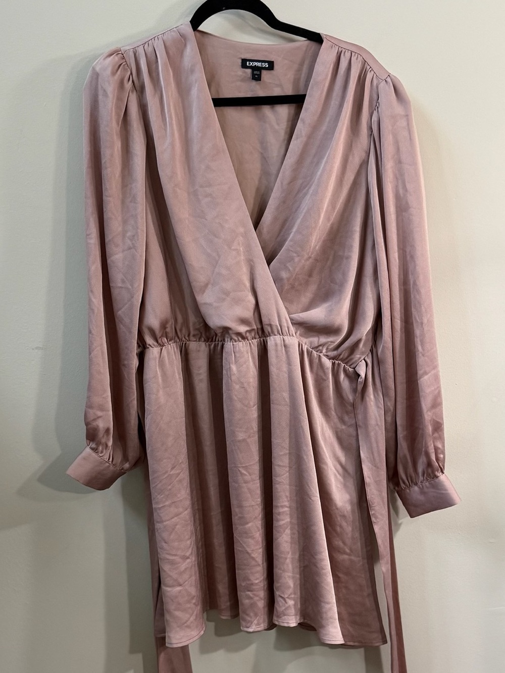 Express Blush Pink Long Sleeve Wrap Dress Size XL